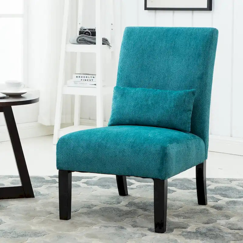 Teal Blue 31.75 High Back Polyester Accent Chair
