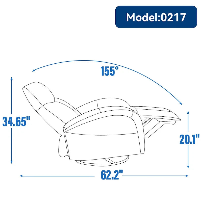 Leren draaibare en schommelbare elektrische relaxstoel, maximale draaicirkel 270, zwaar uitgevoerd bewegingsmechanisme met USB en Type-C