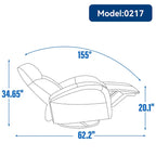 Leren draaibare en schommelbare elektrische relaxstoel, maximale draaicirkel 270, zwaar uitgevoerd bewegingsmechanisme met USB en Type-C