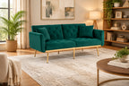 65.35 Velvet Futon Sofa Bed with Adjustable Backrest