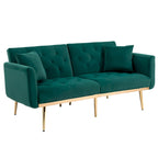65.35 Velvet Futon Sofa Bed with Adjustable Backrest