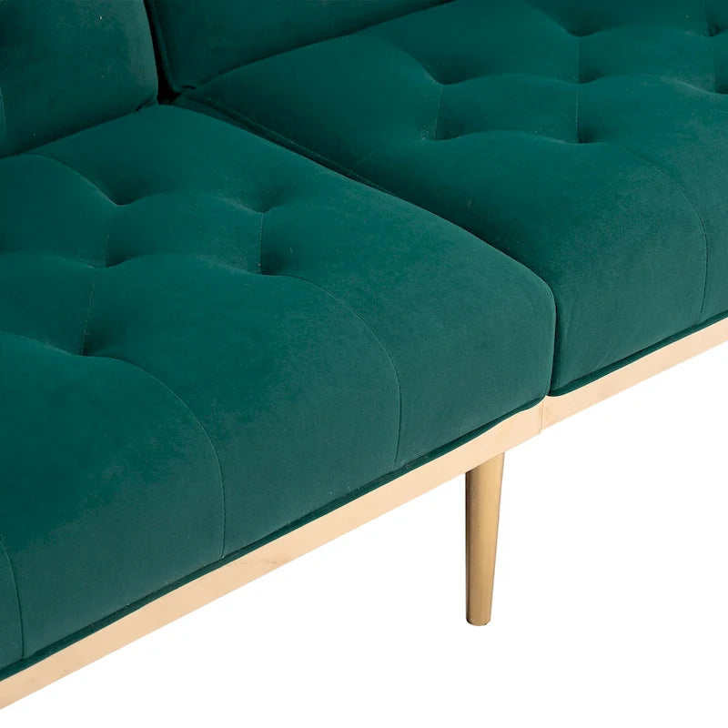 65.35 Velvet Futon Sofa Bed with Adjustable Backrest