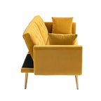 65.35 Velvet Futon Sofa Bed with Adjustable Backrest