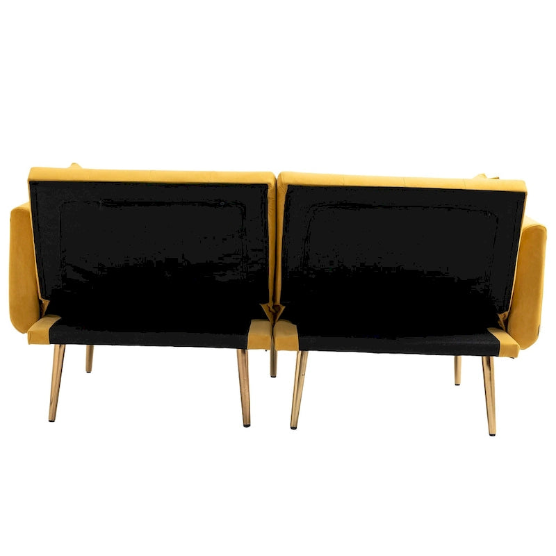 65.35 Velvet Futon Sofa Bed with Adjustable Backrest