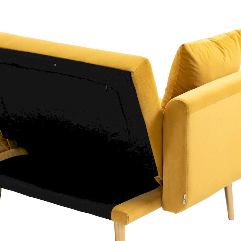 65.35 Velvet Futon Sofa Bed with Adjustable Backrest