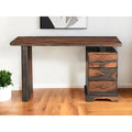 54 Brown Live Edge Solid Wood Writing Desk With Three Drawers