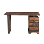 54 Brown Live Edge Solid Wood Writing Desk With Three Drawers