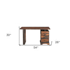 54 Brown Live Edge Solid Wood Writing Desk With Three Drawers