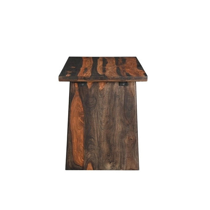 54 Brown Live Edge Solid Wood Writing Desk With Three Drawers