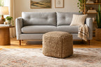 HomeRoots 18 Natural Jute Blend Cube Pouf Ottoman