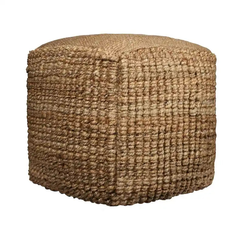 18 Natural Jute Blend Cube Pouf Ottoman