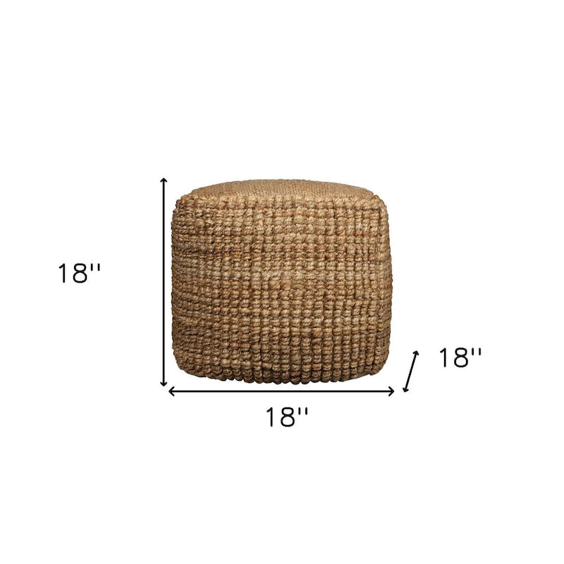 18 Natural Jute Blend Cube Pouf Ottoman
