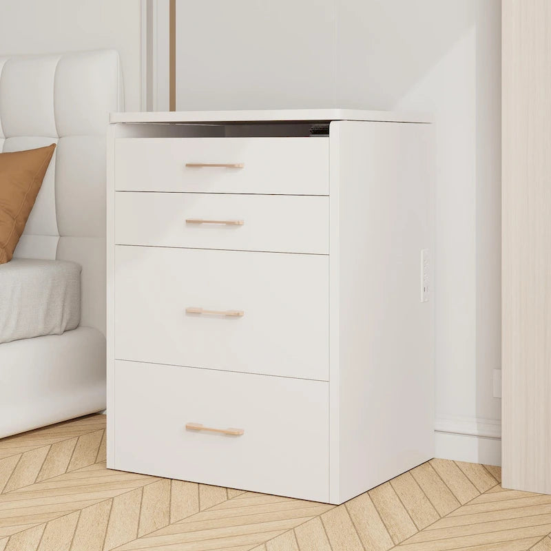23.6 Schminktisch mit beleuchtetem Klappaufsatz, 3-in-1-Schminktisch mit Glasplatte, LED-Beleuchtung und Steckdose, 3 Schubladen