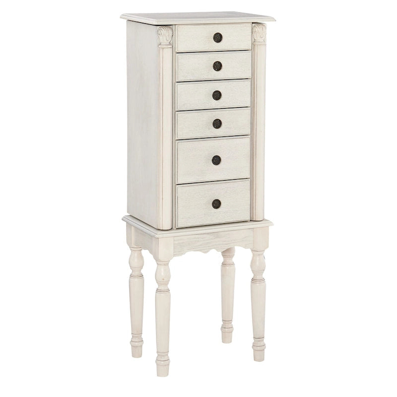 Schmuckschrank mit 6 Schubladen und Seitenfächern - 37 - Creme