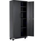 75 Inch Locking Metal Storage Cabinet with 4 Adjustable Shelves and 2 Magnetic Doors