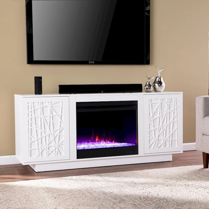 Color Changing Electric Fireplace Media TV Stand with Storage