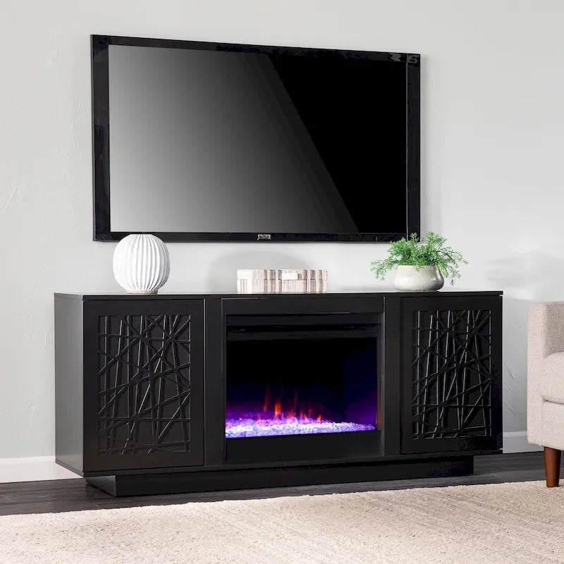 Color Changing Electric Fireplace Media TV Stand with Storage