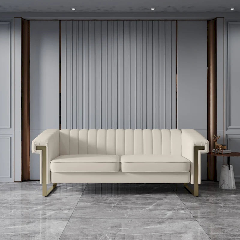 Traditional Chesterfield Tufted Velvet Sofa, Couch with Removable Cushions and Gold Legs