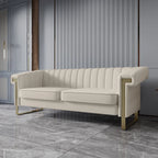 Traditional Chesterfield Tufted Velvet Sofa, Couch with Removable Cushions and Gold Legs