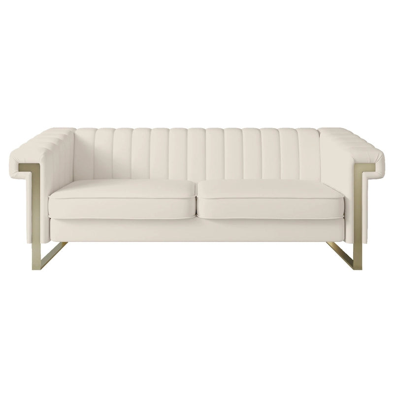 Traditional Chesterfield Tufted Velvet Sofa, Couch with Removable Cushions and Gold Legs