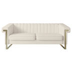 Traditional Chesterfield Tufted Velvet Sofa, Couch with Removable Cushions and Gold Legs
