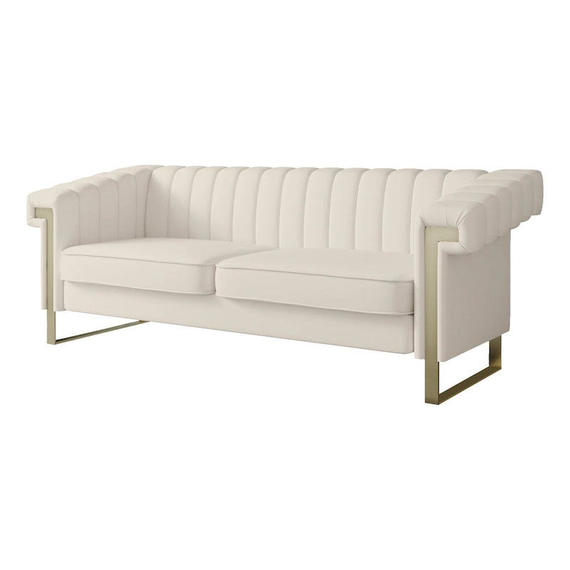 Traditional Chesterfield Tufted Velvet Sofa, Couch with Removable Cushions and Gold Legs