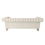 Traditional Chesterfield Tufted Velvet Sofa, Couch with Removable Cushions and Gold Legs