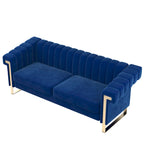 Traditional Chesterfield Tufted Velvet Sofa, Couch with Removable Cushions and Gold Legs