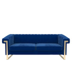 Traditional Chesterfield Tufted Velvet Sofa, Couch with Removable Cushions and Gold Legs