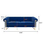 Traditional Chesterfield Tufted Velvet Sofa, Couch with Removable Cushions and Gold Legs