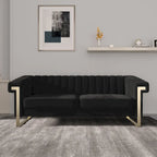 Traditional Chesterfield Tufted Velvet Sofa, Couch with Removable Cushions and Gold Legs