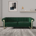 Traditional Chesterfield Tufted Velvet Sofa, Couch with Removable Cushions and Gold Legs