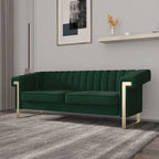 Traditional Chesterfield Tufted Velvet Sofa, Couch with Removable Cushions and Gold Legs