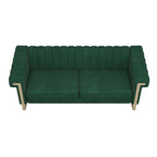 Traditional Chesterfield Tufted Velvet Sofa, Couch with Removable Cushions and Gold Legs