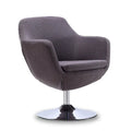 Polished Chrome Faux Leather Swivel Accent Chair