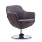 Polished Chrome Faux Leather Swivel Accent Chair