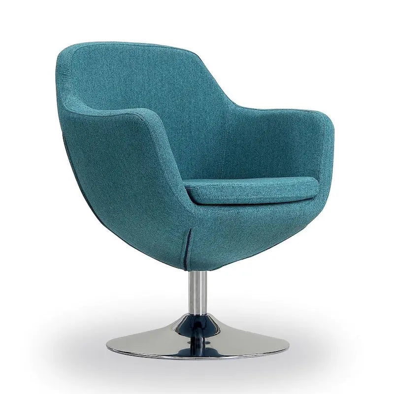 Polished Chrome Faux Leather Swivel Accent Chair