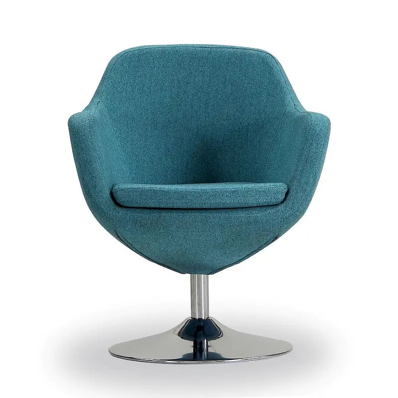 Polished Chrome Faux Leather Swivel Accent Chair