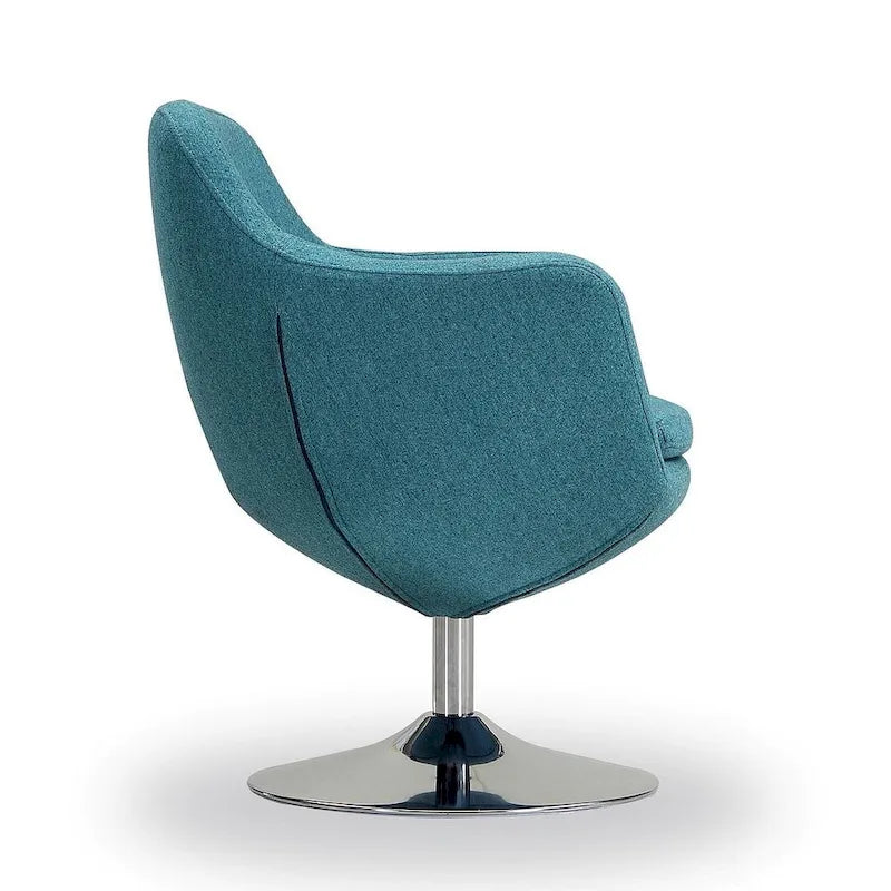 Polished Chrome Faux Leather Swivel Accent Chair