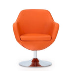 Polished Chrome Faux Leather Swivel Accent Chair