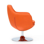 Polished Chrome Faux Leather Swivel Accent Chair
