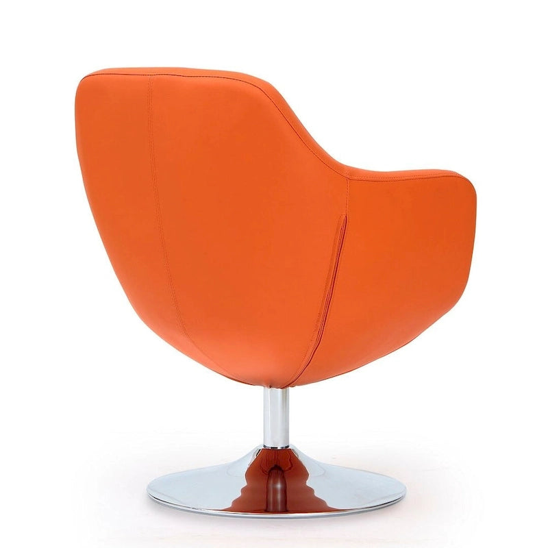 Polished Chrome Faux Leather Swivel Accent Chair