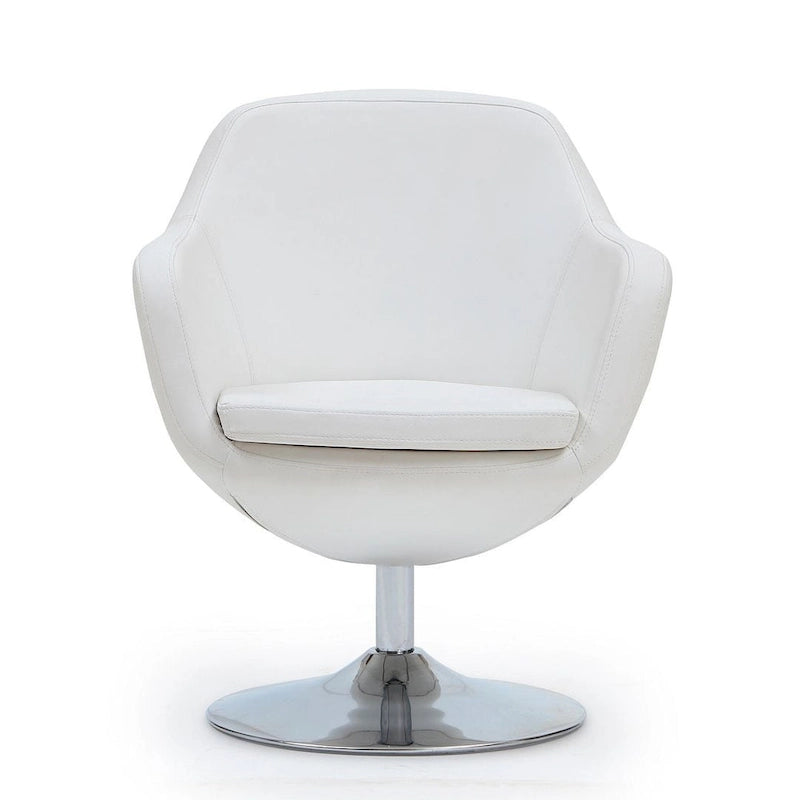 Polished Chrome Faux Leather Swivel Accent Chair
