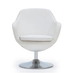 Polished Chrome Faux Leather Swivel Accent Chair
