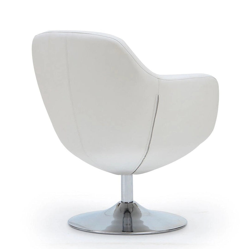 Polished Chrome Faux Leather Swivel Accent Chair