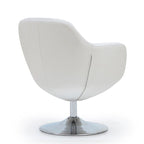 Polished Chrome Faux Leather Swivel Accent Chair