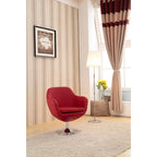 Polished Chrome Faux Leather Swivel Accent Chair