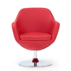 Polished Chrome Faux Leather Swivel Accent Chair