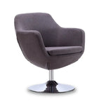 Polished Chrome Faux Leather Swivel Accent Chair
