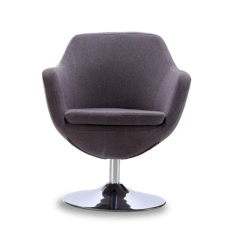 Polished Chrome Faux Leather Swivel Accent Chair